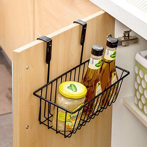 Go Hooked Hanging Storage Basket, Cabinet Door Organiser, Over Door Kitchen Cabinet Storage Basket Rack Holder Hanging Organiser (Black, Pack Of 1 Pc)(Mild Steel)