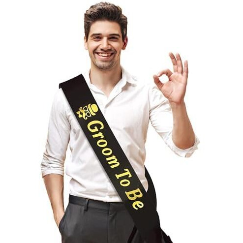 Propsicle Black Golden Foil Satin Groom To Be Sash Bachelors Party Props Supply Decoration- Pack Of 1