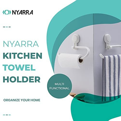 Nyarra Kitchen Towel Holder, Multifunctional Paper Towel Holder With Vacuum Suction, Easy One Push Installation, Napkin Holder For Kitchen, Under Cabinet, Over The Sink, Organizer Rack For Paper Towel Roll, Kitchen Towels [Nr-0630]