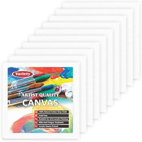 Variety Canvas 10 Piece 4 X 4 Inch, Mini Canvas Boards For Painting, Combo Pack
