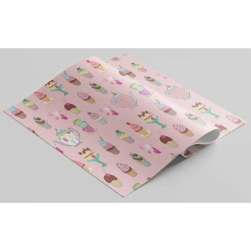 Accuprints Gift Wrapping Paper |Design Cup Cake |Size 20 X 30 Inch - Pink (Pack Of 10)