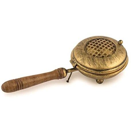 Servdharm Dhoop Dani Dhuni Loban Burner, Diameter 4.3(Metal, Round, Gold)