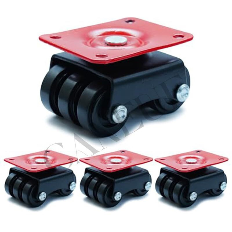 Caneuf 6 Wheel Caster Heavy Duty Roller For Furniture, Beds, Sofa, Table Counter - Upto 600 Kg Load Capacity - Pack Of 4