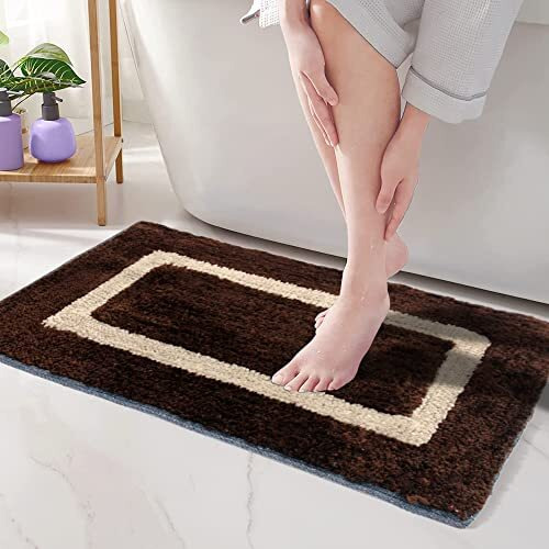 Story@Home Door Mat Set Of 2, Anti-Skid Cotton Blend Kitchen Rugs, 60 X 40 Cm, Brown & Grey Regular Border Design, Best Kitchen Accessories Items For Home & Bathroom, Perfect Door Mats For Home Combo