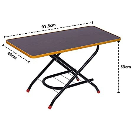 Livzing Height Adjustable Foldable Tea Table - Wooden Center Table - Powder Coated Metal Side Table/Coffee Table/Bedside Table For Home Office - Portable Laptop Table With Storage Rack - Brown