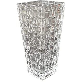 Pure Source India Glass Dimond Cut Flower Vase (Crystal Clear 8 Inch)