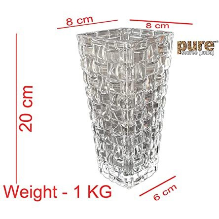 Pure Source India Glass Dimond Cut Flower Vase (Crystal Clear 8 Inch)