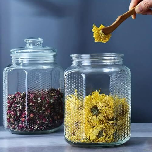 Criterion Set Of 2 Wide Mouth Canning Glass Jar With Airtight Lid (2000Ml) | Airtight Multipurpose Glass Storage Jar For Pickle,Flour,Detergent,Pasta,Cookie,Candy & More,Transparent