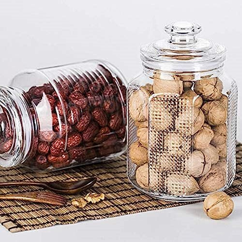 Criterion Set Of 2 Wide Mouth Canning Glass Jar With Airtight Lid (2000Ml) | Airtight Multipurpose Glass Storage Jar For Pickle,Flour,Detergent,Pasta,Cookie,Candy & More,Transparent
