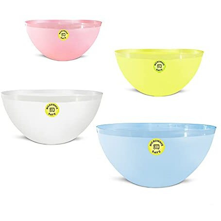 Enrich Plastic Microwave Safe Plastic Frosty Mixing Bowl (Multicolour , 750Ml, 1250Ml, 2000Ml, 3000Ml) - Set Of 4 Pcs