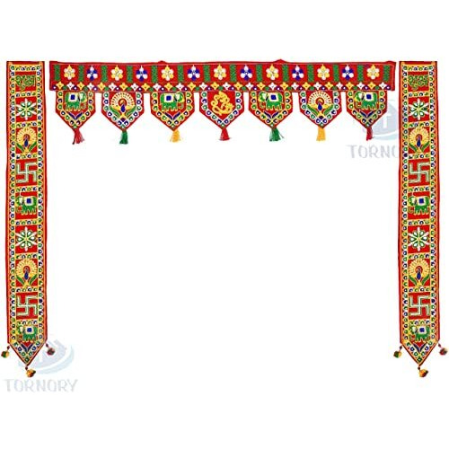 Tornory Traditional Toran Bandarwal For Home Decor/Wall Hanging For Entrance Door,Multicolour(3737 Inch,Set Of 3 Pieces)