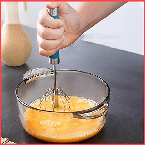 Wolpin Hand Mixer Whisker For Kitchen Hand Blender Stainless Steel Semi-Automatic Manual Hand Whisk Egg Beater, Kitchen Baking Tool Ingredients Whipping Cream Mixer
