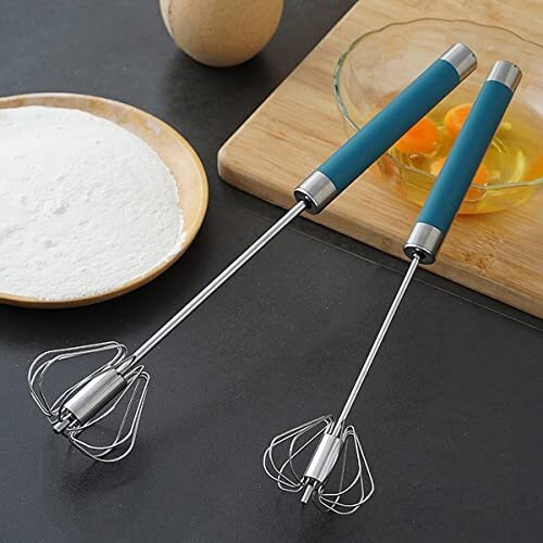 Wolpin Hand Mixer Whisker For Kitchen Hand Blender Stainless Steel Semi-Automatic Manual Hand Whisk Egg Beater, Kitchen Baking Tool Ingredients Whipping Cream Mixer