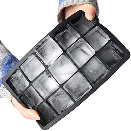 Zollyss 2 Pcs Silicone Ice Cube Trays Molds, 15 Cavities Ice Tray For Whiskey And Cocktail (Black - 15 Cavity)