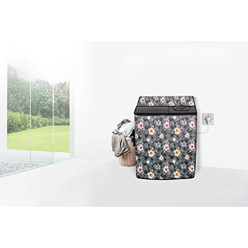Stylista Washing Machine Cover Compatible For Lg 10 Kg Semi-Automatic Top Loading P1045Sgaz, Floral Pattern Grey