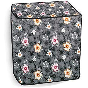 Stylista Washing Machine Cover Compatible For Lg 10 Kg Semi-Automatic Top Loading P1045Sgaz, Floral Pattern Grey