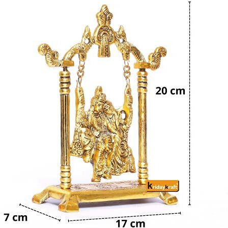 Kridaykraft Radha Krishna On Swing Jhula Metal Statue Gold Plated Decor Your Home,Office & Radha Krishna Murti,Showpiece Figurines,Religious Idol Gift Article...