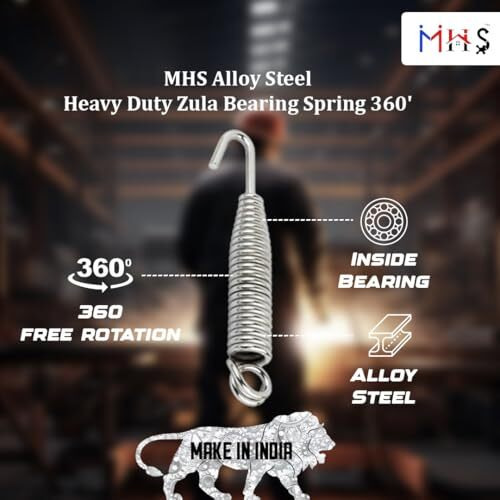 Mhs Alloy Steel Heavy Duty Zula Bearing Spring 360' Rotating And Accessories For Hammock Porch Swings Spring(Silver Finish)