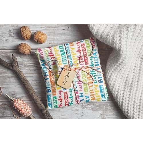 Accuprints Gift Wrapping Paper Pack Of 10|Design Birthday Print |Size 20 X 30 Inch,Multicolor