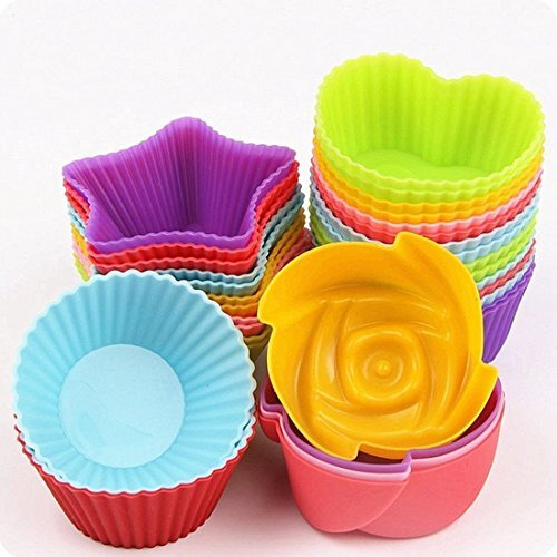 Royals Silicone Mix Shapes Muffin, Cupcake, Jelly, Dhokla, Idli Moulds, Pack Of 8, Multicolour