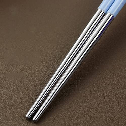 Wolpin Spoon Set Premium Stainless Steel Cutlery Set Of 3 Pcs Re-Usable (Spoon, Fork, Chopsticks, Travel Spoon Box) Portable Tableware For Men Women Office, Home School Kids, Blue