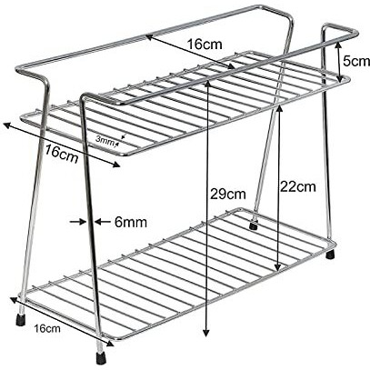 12For Collection 1Pcs Stainless Steel 2 Layer Spice Rack Corner Storage Rack And Spice Container Rack For Kitchen, Storage Shelf Rack Spice Rack Multipurpose Storage Rack For Kitchen (Silver, 1 Pc)