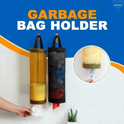 Freshdcart Fdca557 Plastic Bag Holder Foldable Breathable Hanging Trash Bags Organizer For Grocery Bags Garbage Bags For Home And Kitchen (Multicolor,Pack Of 2)