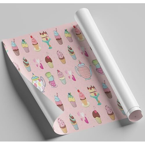 Accuprints Gift Wrapping Paper Pack Of 5|Design Cup Cake |Size 20 X 30 Inch
