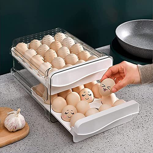 Mosquick 40 Egg Storage Box Egg Holder Egg Box Egg Storage Box For Fridge Egg Holder For Kitchen, Egg Tray, Egg Crate, Egg Container Egg Storage Basket Egg Holder For Fridge Egg Egg Tray For Fridge