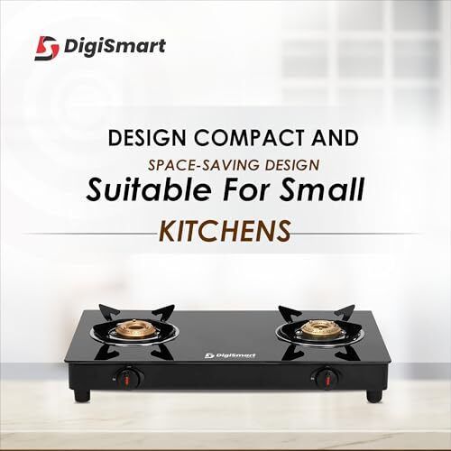 Digismart Gas Stove 2 Burners Toughened Glass Top | Spill Tray | Automation Ignition | Ergonomic Knobs | Tri-Pin Brass Burners Ignition Cooktop Isi Certified Lpg Gas Stove Come With 1 Year Warranty