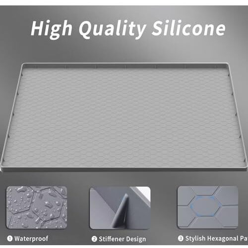 Under Sink Mat For Kitchen Waterproof, 31" X 22" Flexible Silicone Under Sink Liner With Drain Hole, Kitchen Bathroom Cabinet Mat And Protector For Drips Leaks Spills Tray