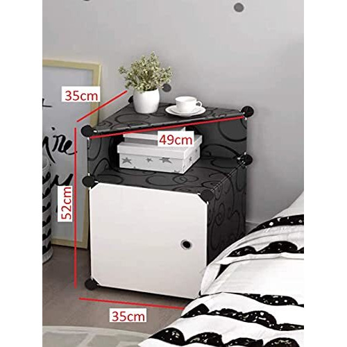 Lukzer Polyvinyl Chloride Pvc Multipurpose Single Cube Storage Organizer Unit Bed Side Table Type Rack Diy Shelf Cabinet Space Saver (Black, White, 52 X 35 X 35 Cm)(Square)