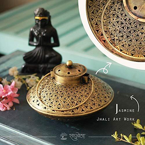 Sadhubela Antique Degchi Dhoop Dani Pot - Vintage & Heritage Decor Incense Dhoop Holder (Iron, Round, Antique Finished Golden)