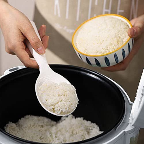 Wolpin 1 Pc Non Stick Rice Serving Spoon & Cooking Spoon For Kitchen, Kitchen Tools Spatula (Plastic), 20.5 X 7 Cm