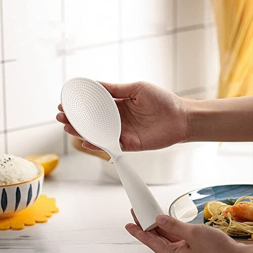 Wolpin 1 Pc Non Stick Rice Serving Spoon & Cooking Spoon For Kitchen, Kitchen Tools Spatula (Plastic), 20.5 X 7 Cm