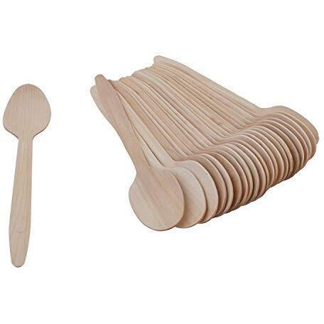 Shaktiman Yorgi India Disposable Wooden Spoon, Suitable For Lunch Dinner Snacks, 16 Cms/6.4 Inch Length - Pack Of 100