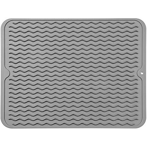 Zollyss Silicone Dish Drying Mat For Kitchen Counter, Extra Large Counter Mat, Heat Resistant Slip-Proof Tray Folding Draining Mat