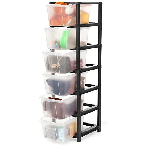 Avzeego Transparent 6 Xl Plastic Modular Drawer System For Home, Office, Hospital, Parlor, School, Doctors, Home And Kids, Product Dimension When Assembeled (30Cmx39Cmx115Cm) (6Xl)(Transparent)