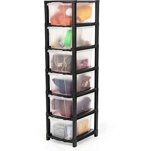Avzeego Transparent 6 Xl Plastic Modular Drawer System For Home, Office, Hospital, Parlor, School, Doctors, Home And Kids, Product Dimension When Assembeled (30Cmx39Cmx115Cm) (6Xl)(Transparent)