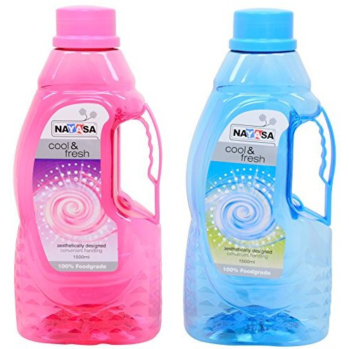 Nayasa Superplast Plastic Fontana Pet Bottle 1.5 Litre, Set Of 2, Pink And Blue