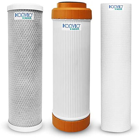 Konvio Neer Cto Gac Pp Spun Carbon Filter Of 10 Inch Set Replacement Filters For Under Sink And Commercial Ro Water Purifier - 3 Pcs