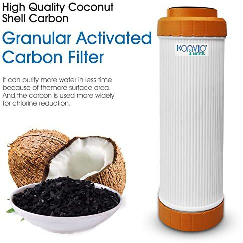 Konvio Neer Cto Gac Pp Spun Carbon Filter Of 10 Inch Set Replacement Filters For Under Sink And Commercial Ro Water Purifier - 3 Pcs