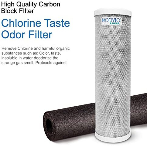 Konvio Neer Cto Gac Pp Spun Carbon Filter Of 10 Inch Set Replacement Filters For Under Sink And Commercial Ro Water Purifier - 3 Pcs