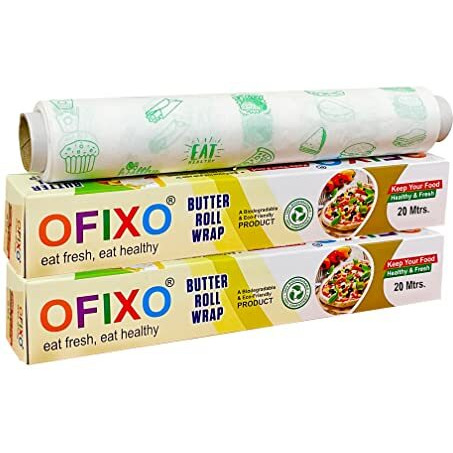 Ofixo Food Wrap Multipurpose Food Wrapping Paper | 20 Meter | Perfect Premium Food Wrapping Paper For Cooking, Baking, Packing And Serving Foods (Pack Of 2)