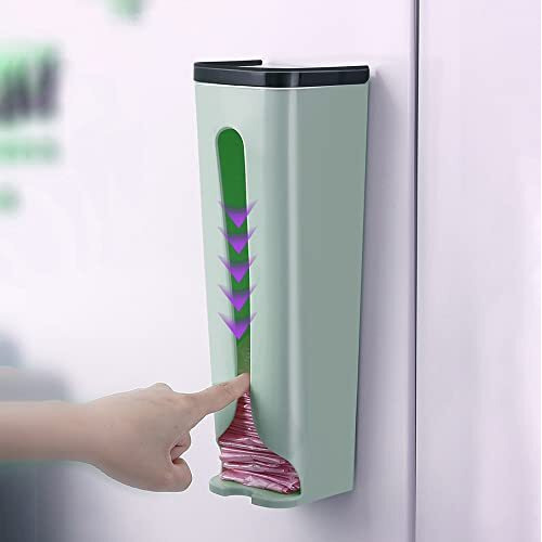Wolpin Plastic Garbage Bags Storage Dispenser Self Adhesive Kitchen Home - Nordic Blue, Pull-Out