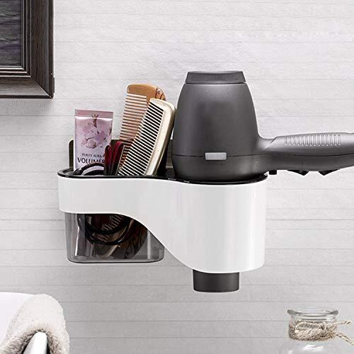 Hokipo Magic Sticker Series Self-Adhesive Plastic Hair Dryer Wall Mount Bedroom Shelves Stand (Black, Model - Ar2615)