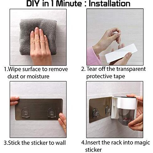 Hokipo Magic Sticker Series Self-Adhesive Plastic Hair Dryer Wall Mount Bedroom Shelves Stand (Black, Model - Ar2615)