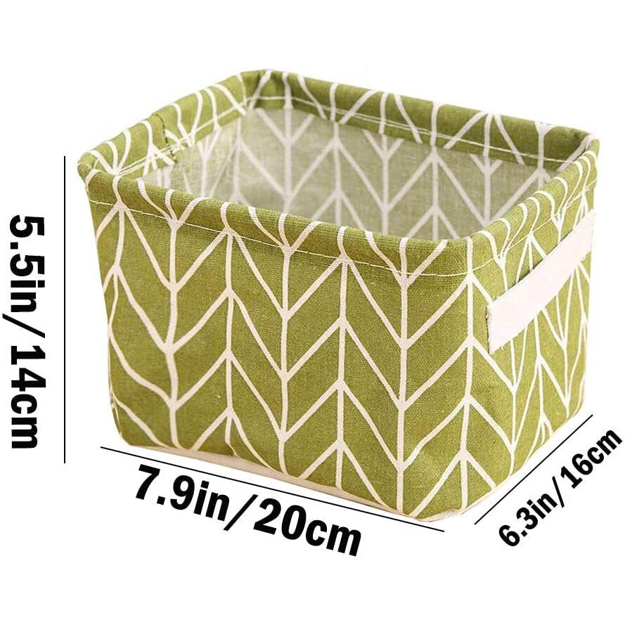 Xamile Foldable Mini Square Storage Basket - Set Of 5 Small Collapsible Canvas Containers Organizers With Handle(Cotton, BlackWhiteGreyBlueGreenMulticolor)