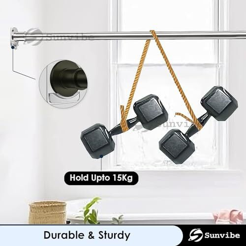 Sunvibe Adhesive Shower Curtain Rod Holder | No Drilling | Invisible Wall Mount Holder (Rod Not Included) (2 Pc, Transparent)