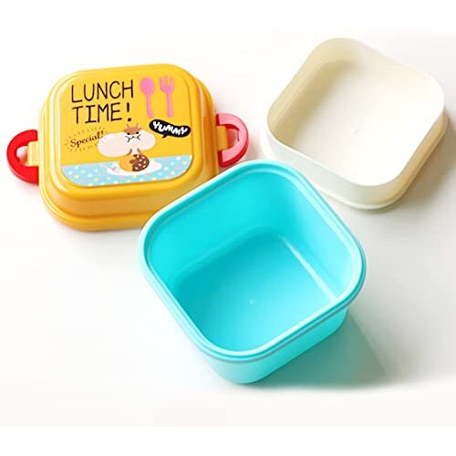 Wolpin 1 Pc Lunch Box For Kids Leak Proof 2 Compartments Tiffin Box For Boys, Girls, School & Office, Lunch Box, Microwave Safe, Cartoon 600 Ml Blue (Food Grade Pp Plastic)